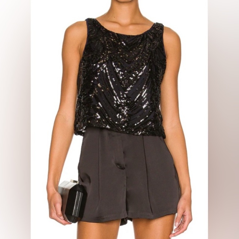 Le Superbe Supremes Cami in Black Blue Deco Tank Top Revolve L NWT